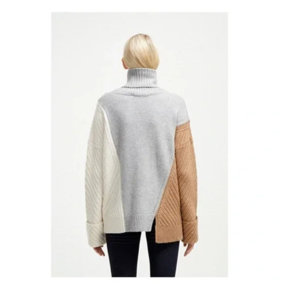 French Connection Viola Knits High Neck Jumper Color Block Sweater XS NWT $168 - Picture 3 of 10